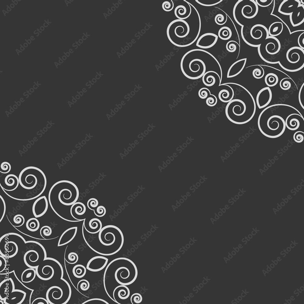 Black background with white ornate pattern Black background with white ornate pattern