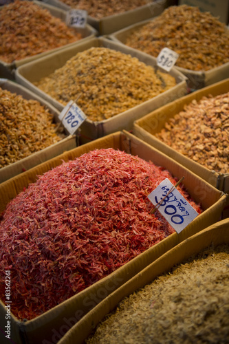 Piles of Dried Shrimp for Sale Bangkok Market