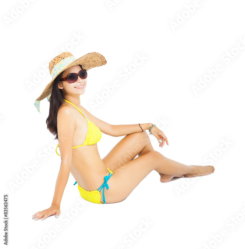   beautiful young woman posing in bikini