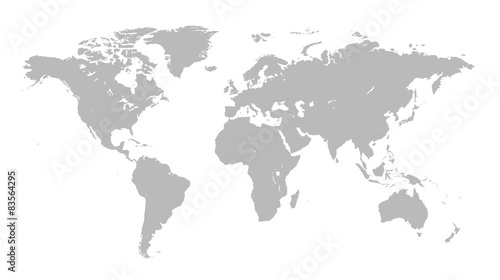 Fototapeta Naklejka Na Ścianę i Meble -  Grey Political World Map Illustration