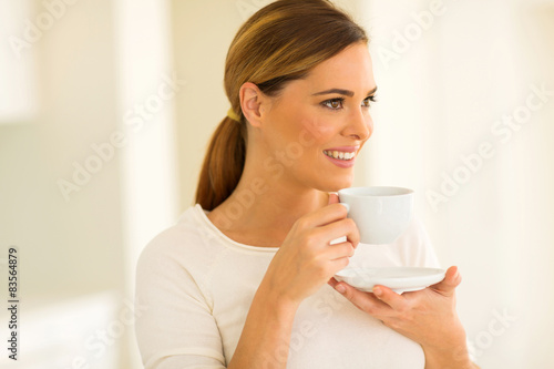 happy woman drinking coffee