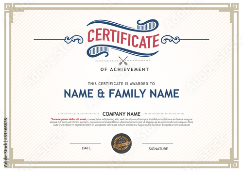 Retro certificate design template.