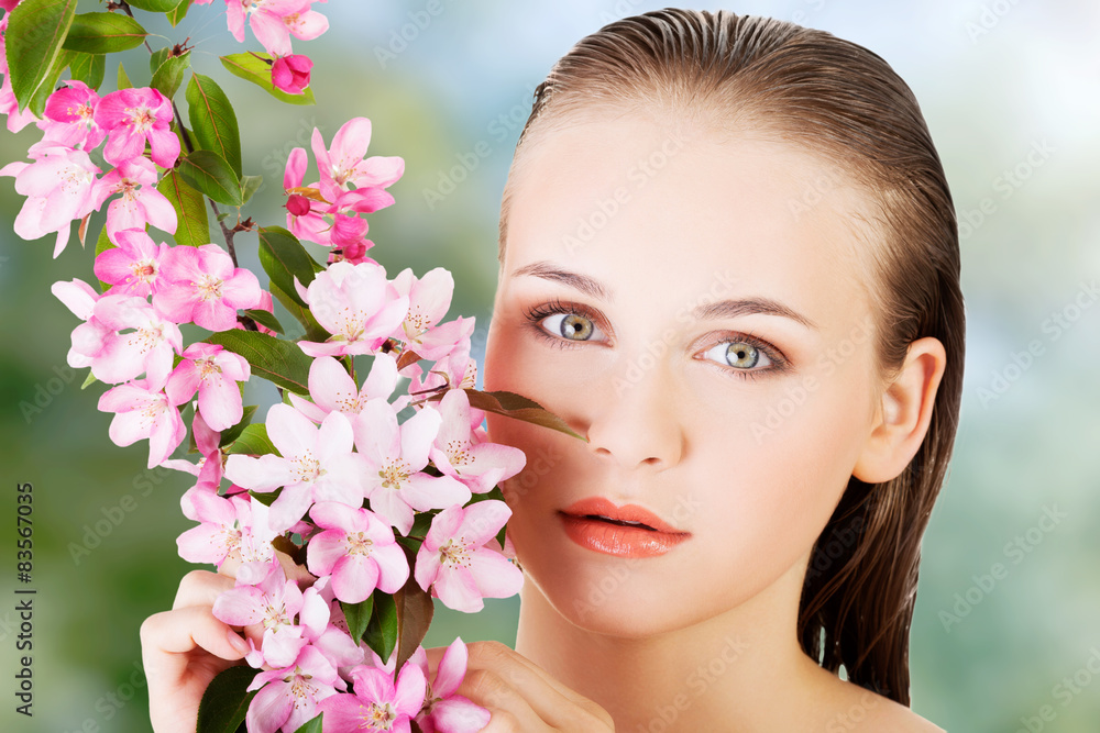 Beauty woman with a flower. Beauty woman with a flower.