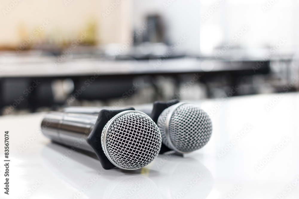 Fototapeta premium microphone in meeting or conference room