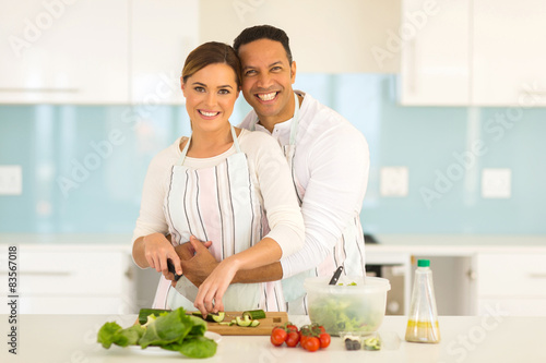 couple have fun in modern kitchen