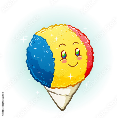 Snow Cone Cartoon Character Smiling with Rosy Cheeks