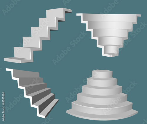four type of stairs in 3d