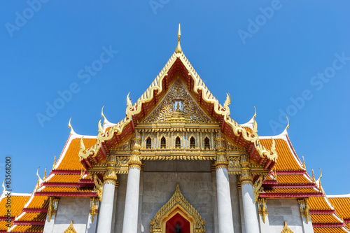 Roof top Thai art of Marble temple in Bangkok