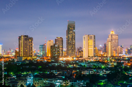 Landscape Night view at the top view of Bangkok