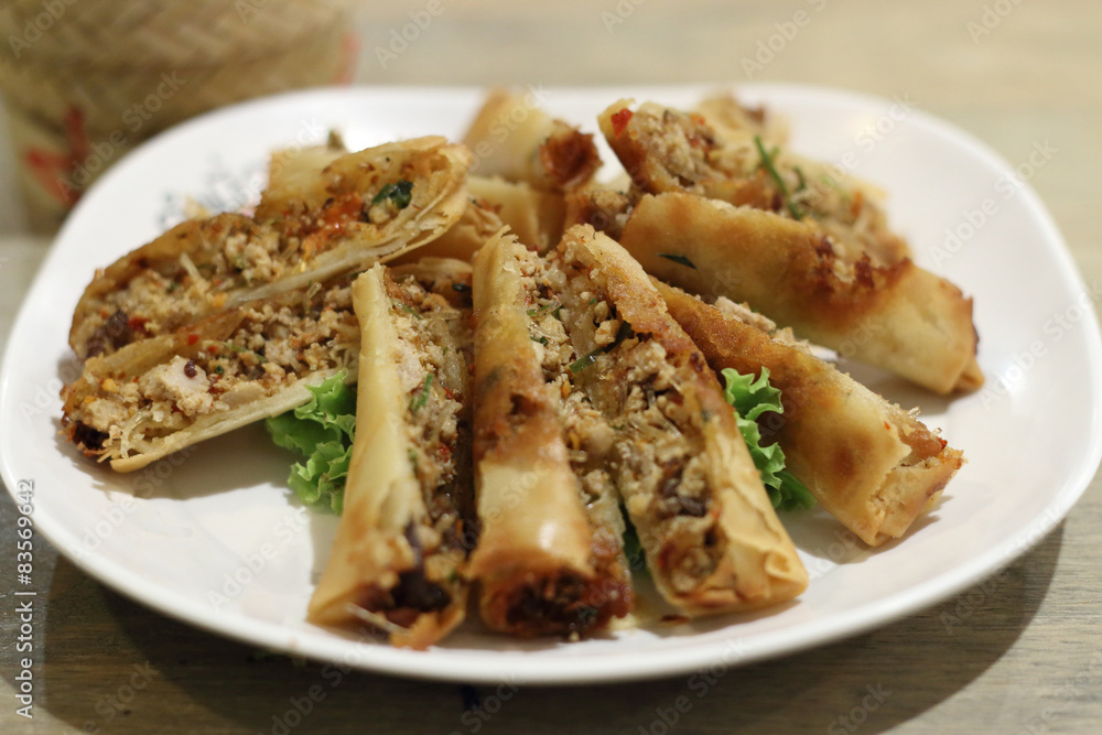 Deep fried spicy minced pork crisp and tasty Deep fried spicy minced pork crisp and tasty