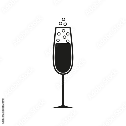 The glass of champagne icon. Wine symbol. Flat