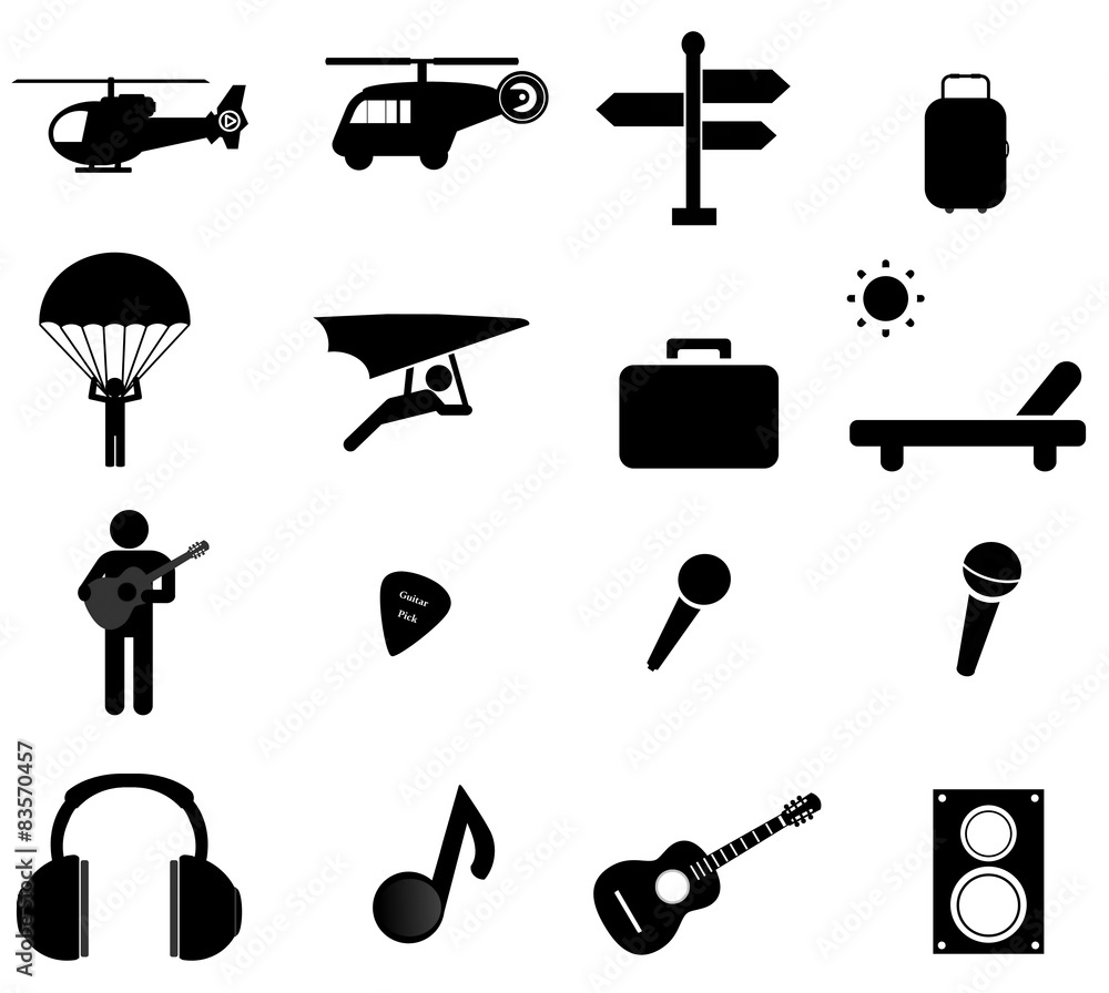 Fototapeta premium Loisirs et vacances en 16 icônes