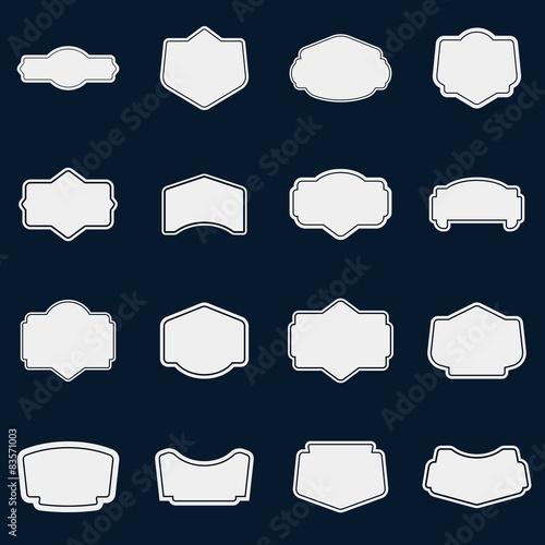Set of vector labels shapes with light borders
