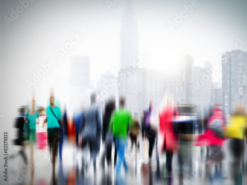 Casual People Rush Hour Walking Commuting City Concept