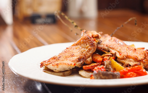 chicken with vegetables and beer