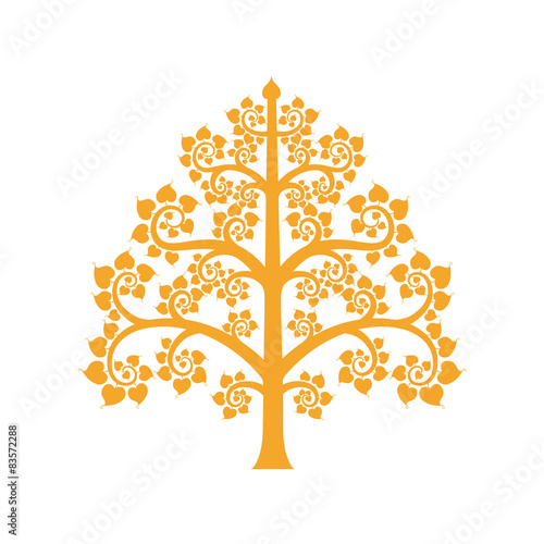 Golden Bodhi tree symbol with Thai style isolate on background