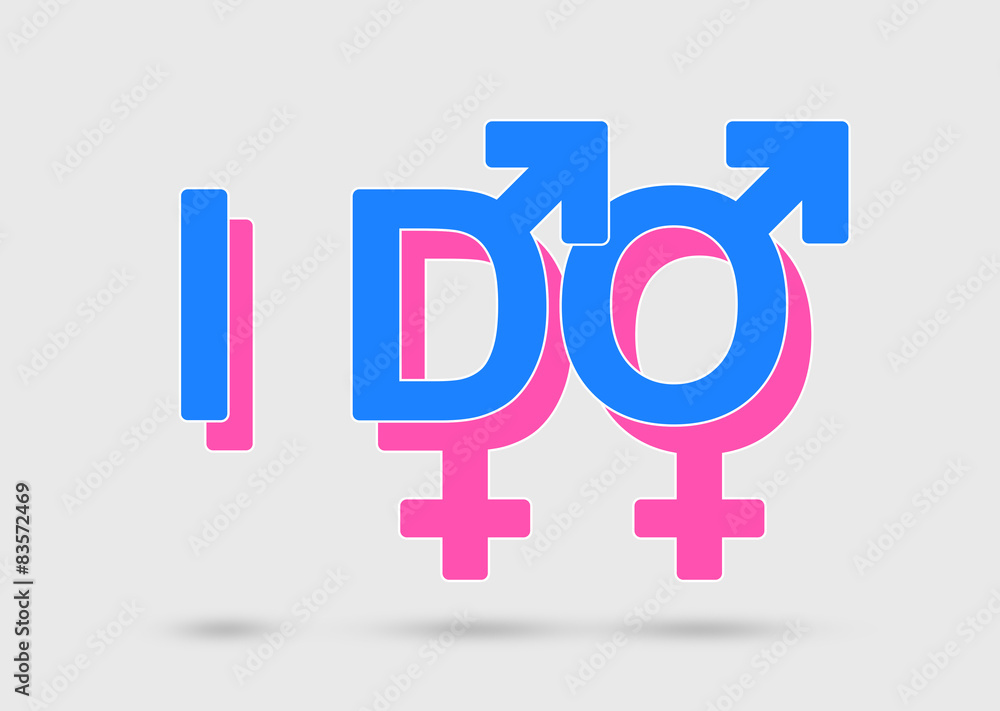 Fototapeta premium Same sex marriage concept with overlapped gender symbols