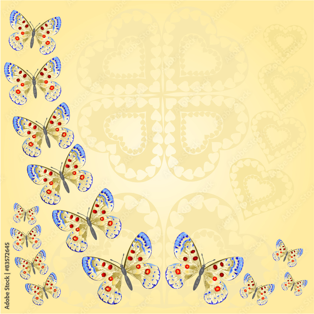 Frame with butterflies and heart vector Frame with butterflies and heart vector