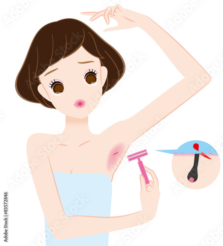 カミソリで腋毛自己処理して怪我
