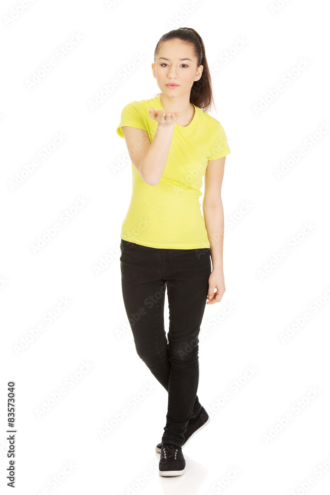 Beautiful woman blowing a kiss. Beautiful woman blowing a kiss.