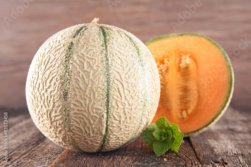 melon on wood background