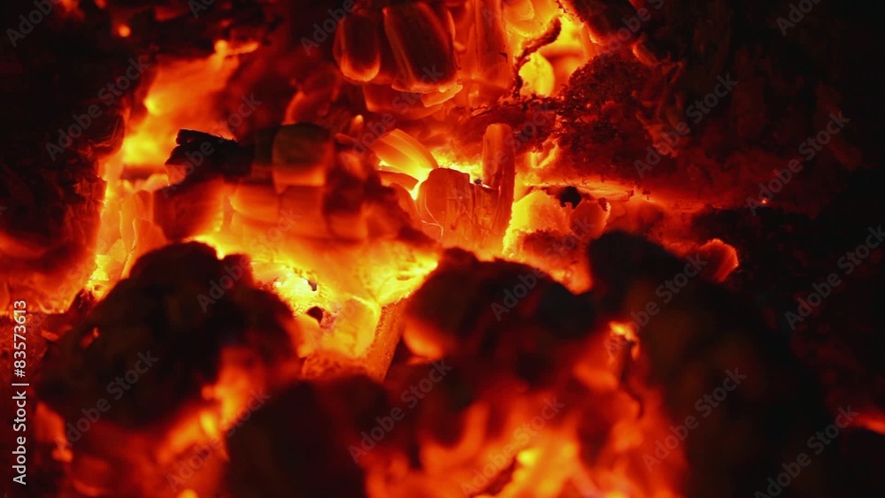 HD 1080 Steadicam: firewood burning; closeup; HD 1080 Steadicam: firewood burning; closeup;
