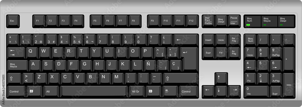 Spanish qwerty spanish SP computer silver keyboard Spanish qwerty spanish SP computer silver keyboard