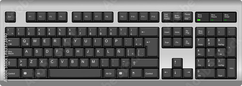 Spanish qwerty LA computer silver keyboard