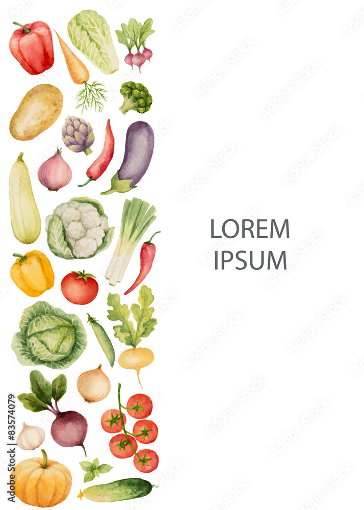 Set of watercolor vegetables. Set of watercolor vegetables.