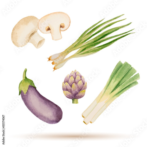 Set of watercolor vegetables.