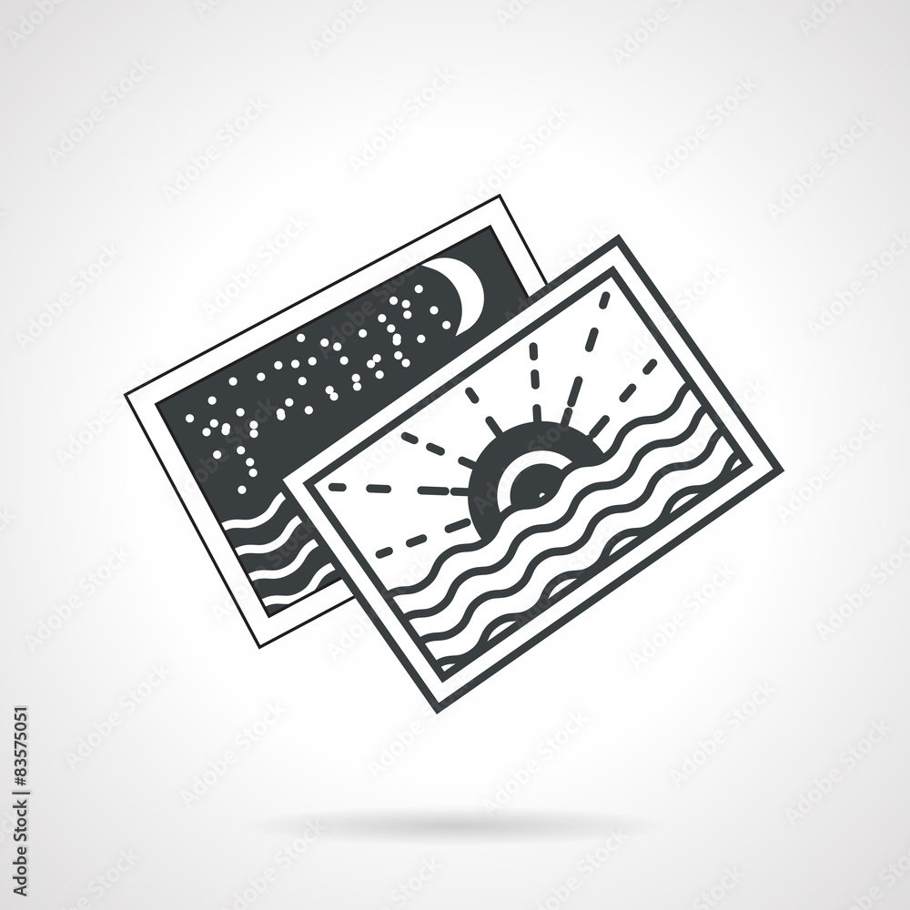 Seascape cards black line vector icon Seascape cards black line vector icon