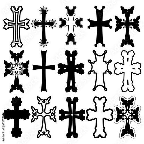 set of crosses. armenian cross. stock vector