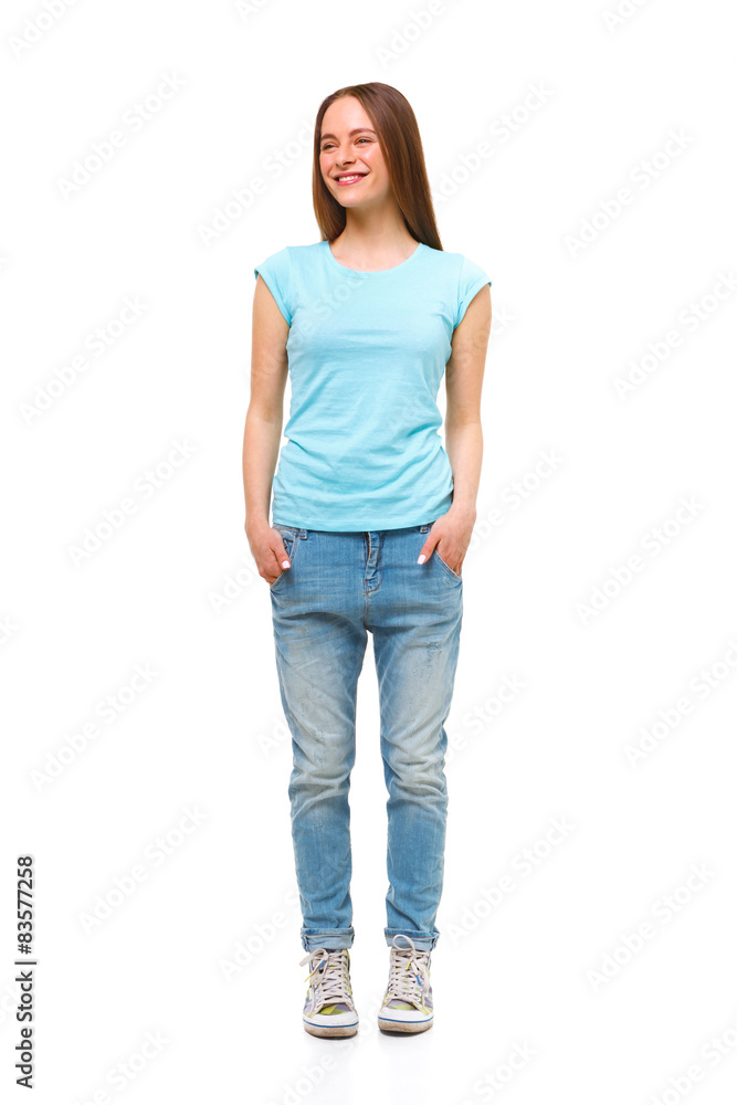 Full length portrait of young girl isolated on white. Full length portrait of young girl isolated on white.