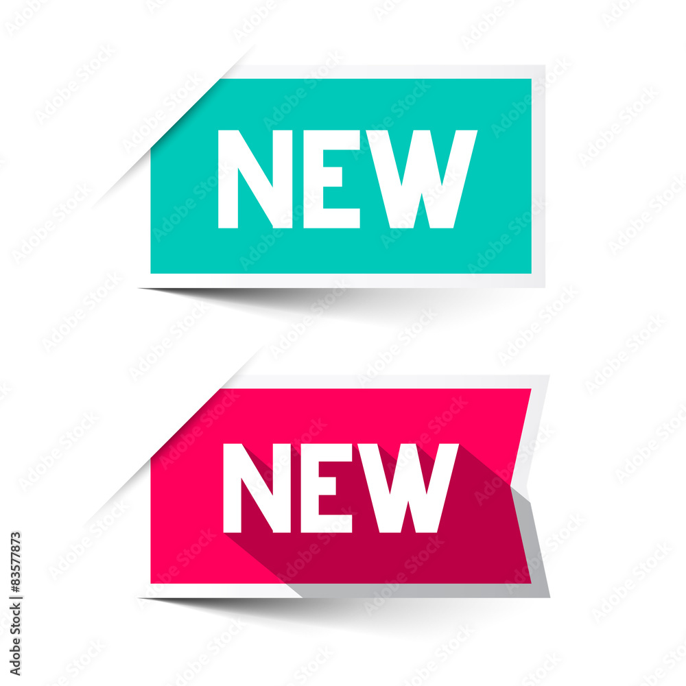Fototapeta premium New Red and Blue Vector Paper Labels - Stickers