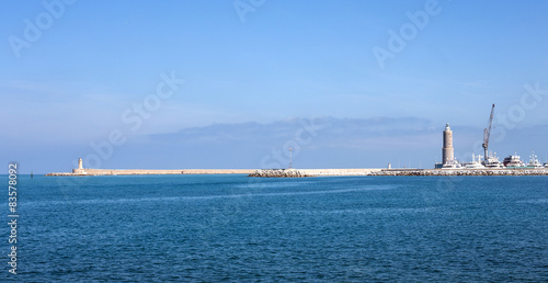 Livorno harbor entrance with lighthouse