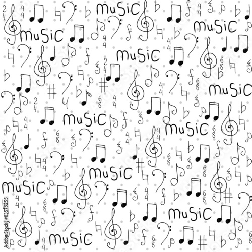 Music notes background.  Vector Illustration