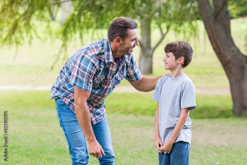 Father and son having fun in the park