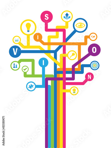 VISION - colourful vector letters and icons tree