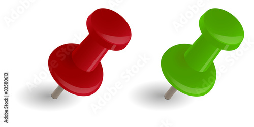 pin needles colored red and green
