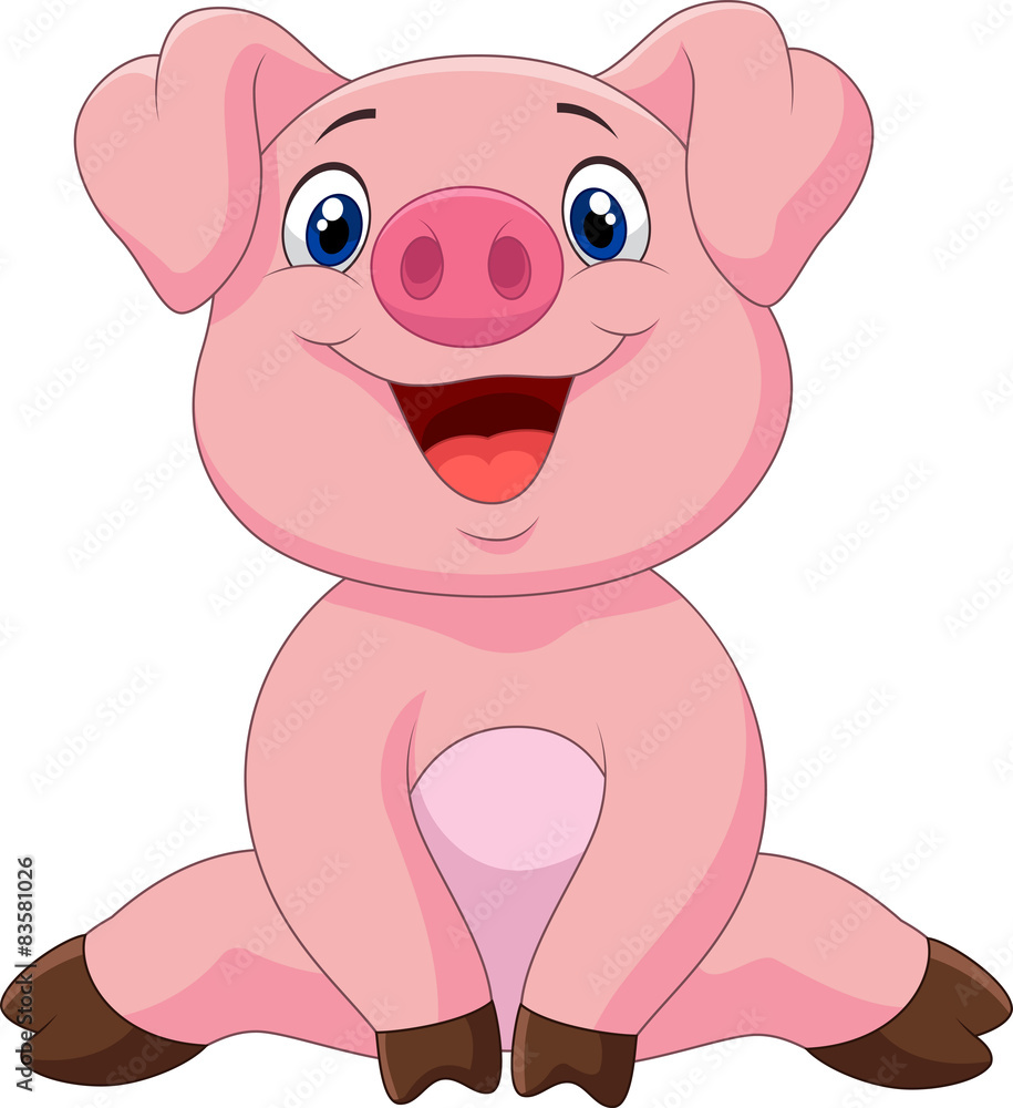 Cartoon adorable baby pig,vector illustration