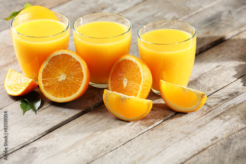 Orange juice on table close-up