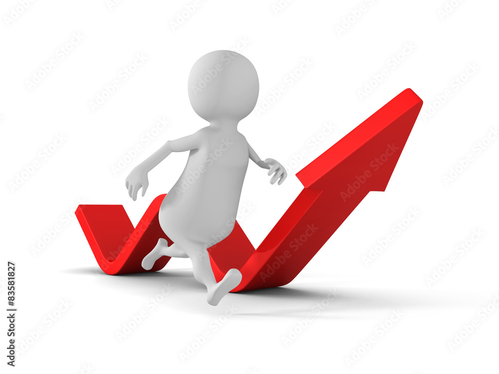 White 3d Man Running Arrow Way Forward. Success Concept White 3d Man Running Arrow Way Forward. Success Concept