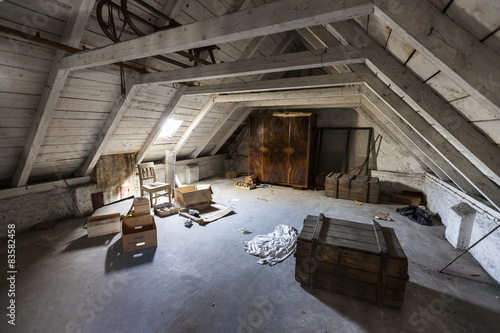 Old attic with hidden secrets of an abandoned house