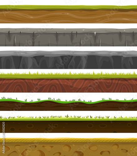 Seamless Grounds, Soil And Grass For Ui Game