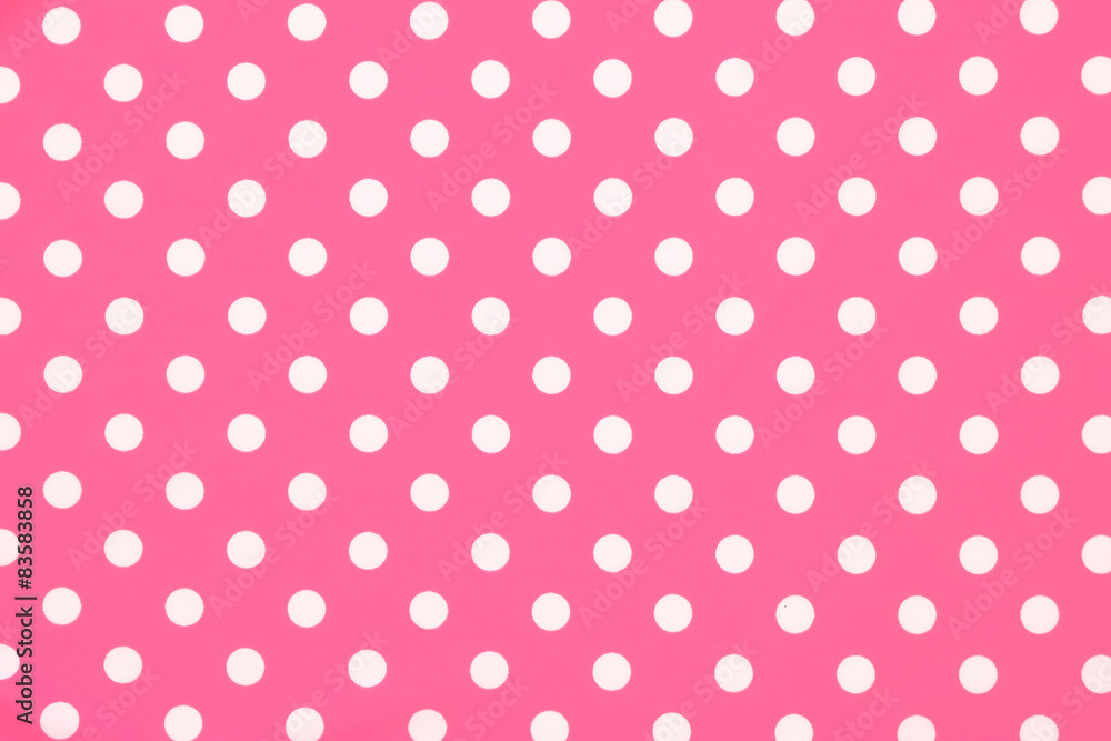 Pink polka dot fabric - obrazy, fototapety, plakaty 