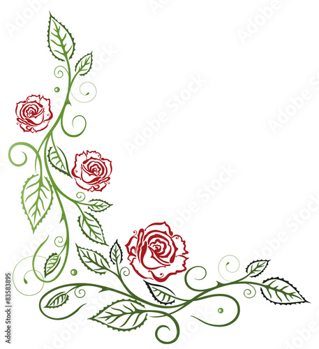Rote Rosen mit Blättern