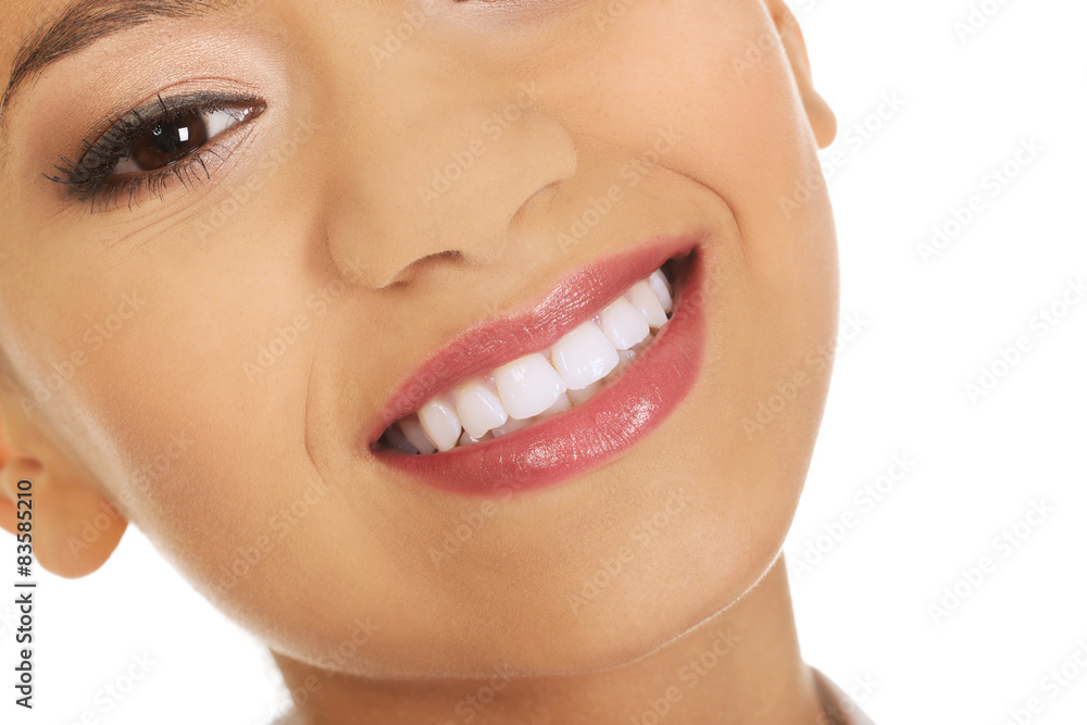 Fototapeta premium Beautiful woman with toothy smile.