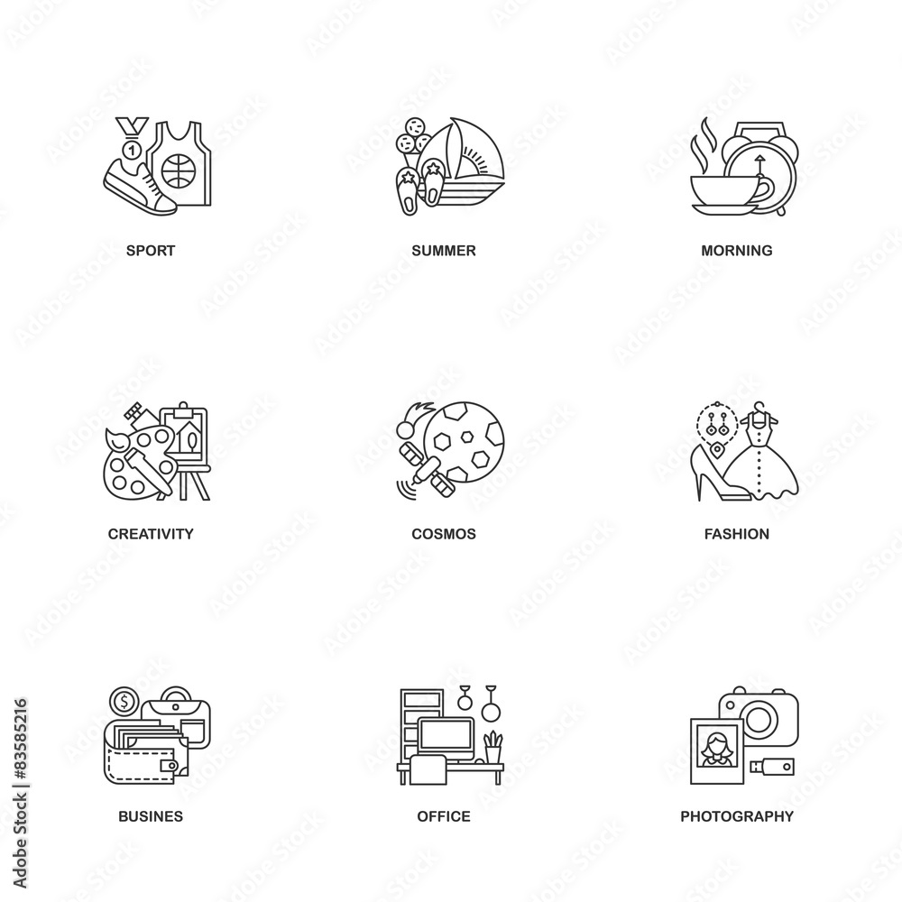 Compositional line icons set.