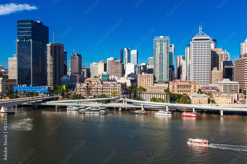 BRISBANE, AUSTRALIA-DECEMBER 29 2013:View of Brisbane from South BRISBANE, AUSTRALIA-DECEMBER 29 2013:View of Brisbane from South