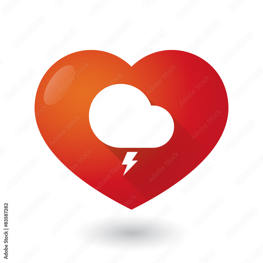 Heart icon with a stormy cloud sign Heart icon with a stormy cloud sign
